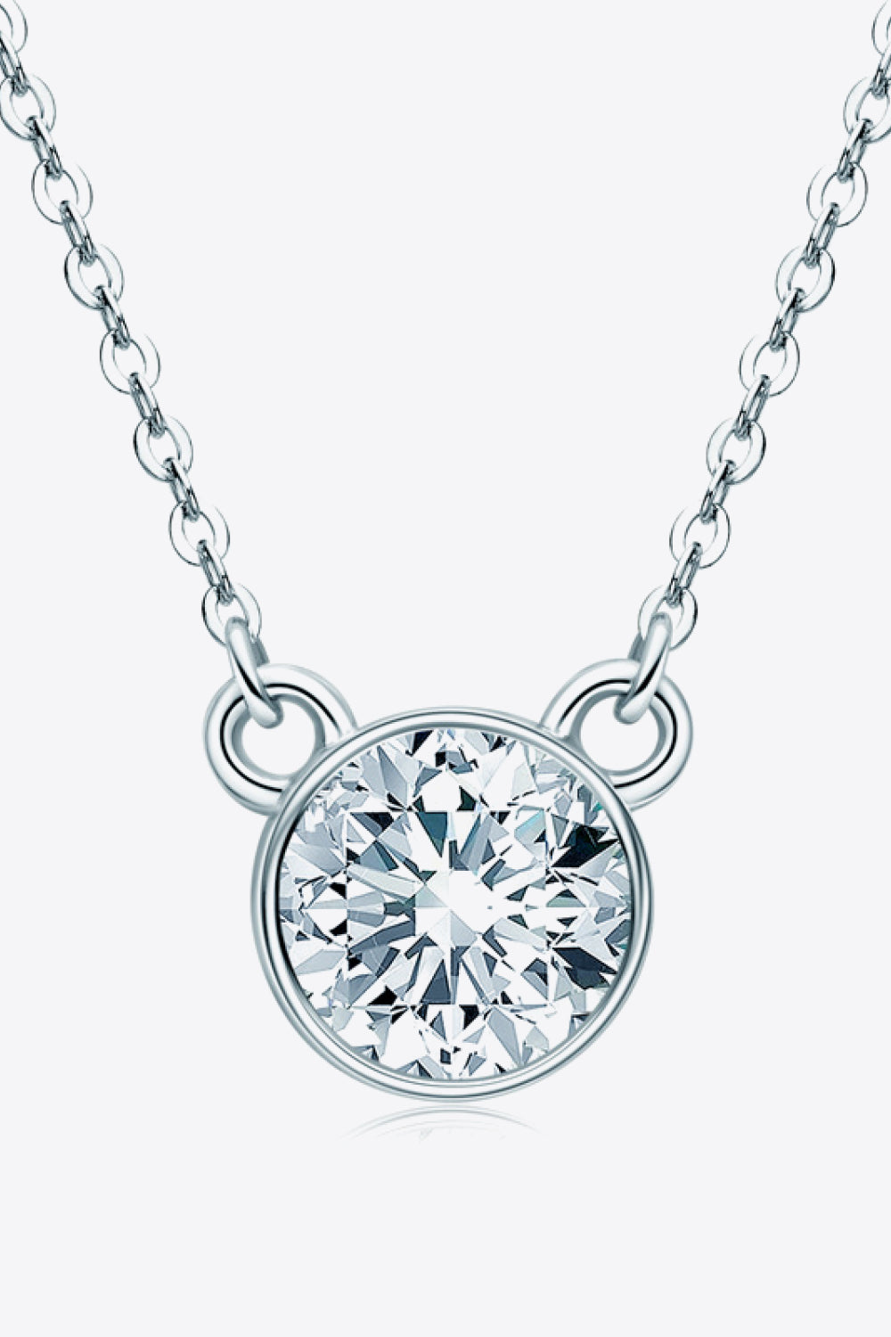 925 Sterling Silver 1 Carat Moissanite Women's Round Pendant Necklace