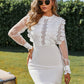 EillyBazar Lace Crewneck Long Sleeve Bodycon Dress