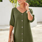 Women's Buttoned V-Neck Dress
