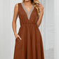 Pocketed V-Neck Wide Strap Dress
