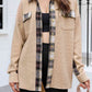 Full Size Plaid Button Down Collared Jacket