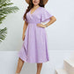 Plus Size Lavender Printed Smocked Waist Surplice Dress