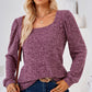 Ribbed Square Neck Long Sleeve T-Shirt