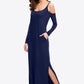 Women's Full Size Valencia Cold-Shoulder Split Dress with Pockets