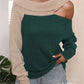 Asymmetrical Long Sleeve Two-Tone Cutout Sweater