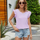 Plaid Ruffled Round Neck Cap Sleeve T-Shirt