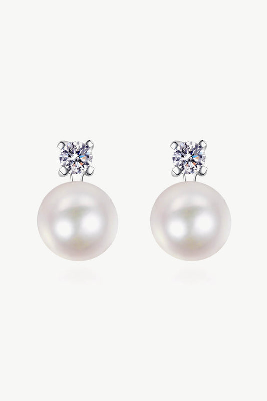 Ariel&Emaline Moissanite Pearl Stud Earrings