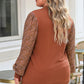 Plus Size Chestnut Brown Printed Dropped Shoulder Round Neck Blouse
