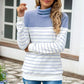 Striped Contrast Turtleneck Sweater