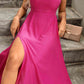 Tie Back Cutout Round Neck Split Hot Pink Dress