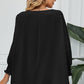Smocked Lantern Sleeve Round Neck Blouse