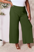 Double Take Full Size Smocked Wide Waistband Wide Leg Pants *