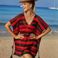 Tassel Openwork Striped V-Neck Cover Up