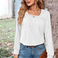 Ruched Square Neck Long Sleeve T-Shirt
