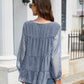 Swiss Dot Flounce Sleeve Blouse