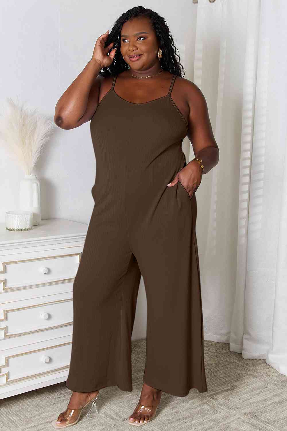 Basic Bae Full Size Spaghetti Strap V-Neck Jumpsuit *