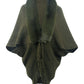 One Size Fringe Detail Long Sleeve Ribbed Poncho