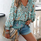Aurora Lea Bohemian Tie Neck Lantern Sleeve Blouse