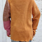 Color Block Decorative Button Long Sleeve Sweater