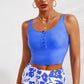 NY SUN Full Size Half Snap Square Neck Tankini Set