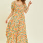 HEYSON Full Size Floral Smocked Tiered Midi Dress