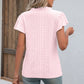 Full Size Eyelet Notched Neck Flutter Sleeve Top