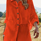 H.H.J. Texture Button Up Shirt and Shorts Set