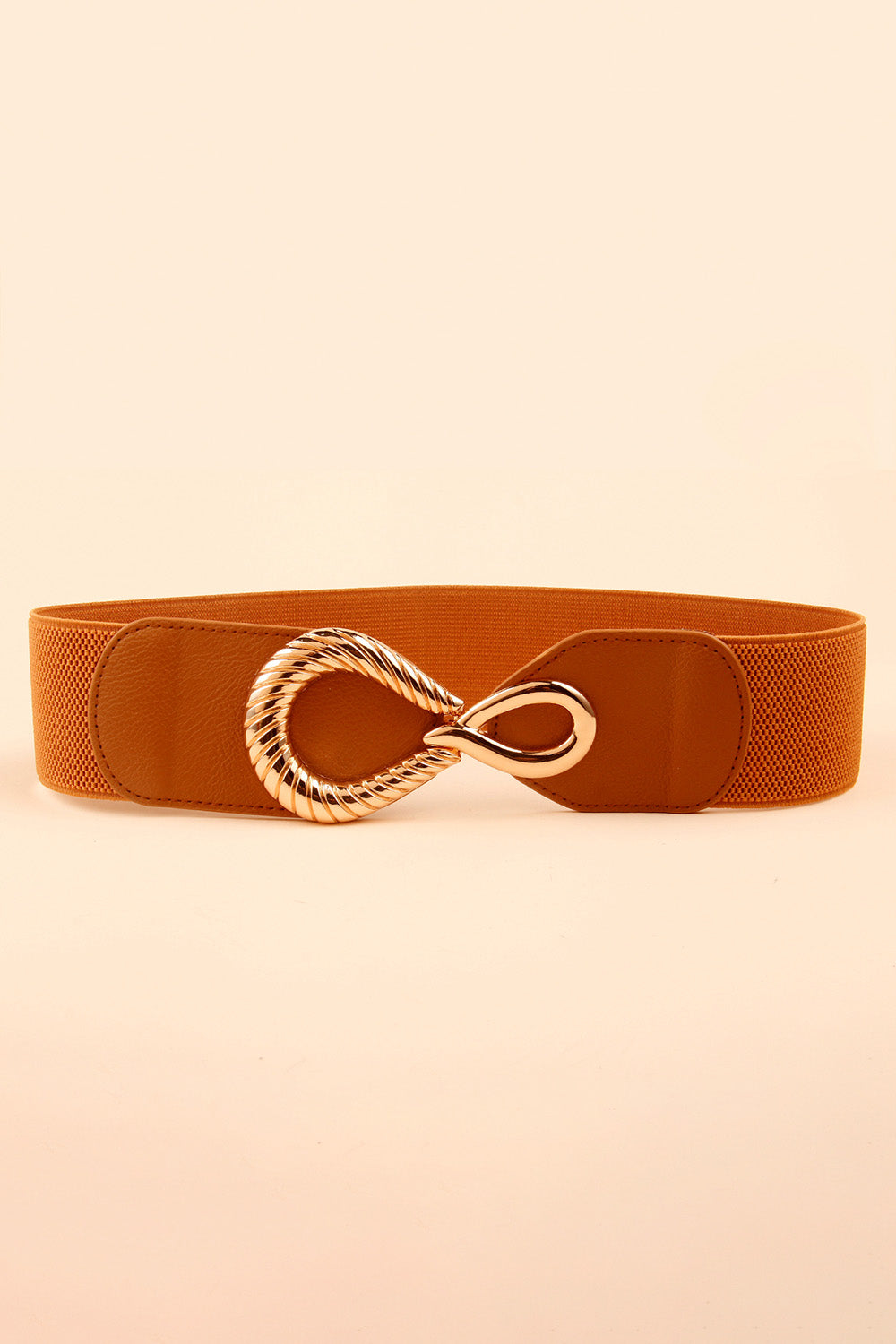 Women's Ribbed Alloy Buckle Elastic Belt