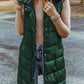 Full Size Longline Hooded Sleeveless Puffer Vest