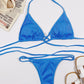 BOLDONE Halter Neck Crisscross Ribbed Bikini Set