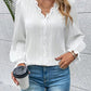 V-Neck Lace Detail Flounce Sleeve Blouse