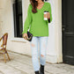 Drop Shoulder V-Neck Knit Pullover