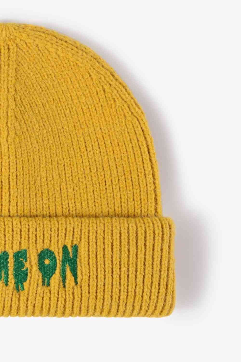 BeanieHatz COME ON Embroidered Cuff Knit Beanie