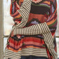 Geometric Striped Splicing Round Neck Blouse