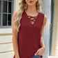 Eyelet Crisscross V-Neck Tank