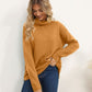 Slit Turtleneck Dropped Shoulder Sweater