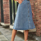 Full Size Button Front A-Line Denim Skirt