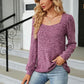Full Size Tosha Ribbed Square Neck Long Sleeve T-Shirt