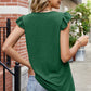 Ruffled Ruched Round Neck Tank