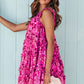 Shainea Printed Square Neck Sleeveless Mini Dress