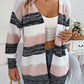 SocialBee Openwork Striped Open Front Cardigan