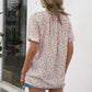 Floral Notched Short Sleeve Blouse