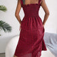 Frill Plaid Square Neck Midi Dress