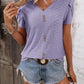 Eyelet V-Neck Petal Sleeve T-Shirt