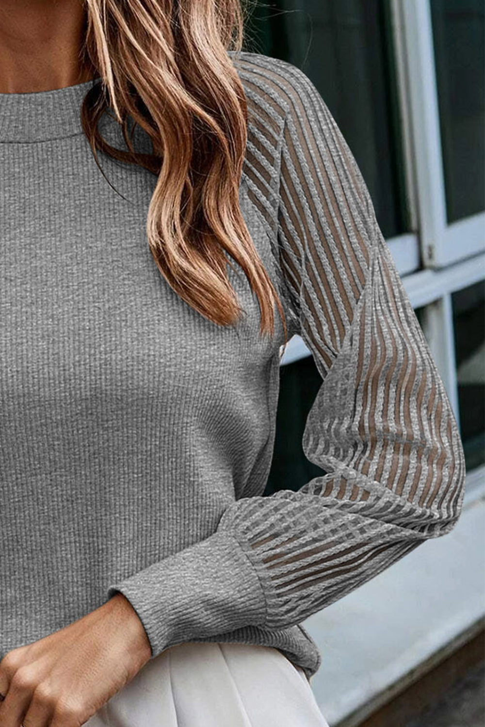 Full Size Round Neck Raglan Sleeve Knit Top