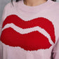 Lip Fringe Round Neck Sweater