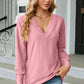 V-Neck Lantern Sleeve T-Shirt