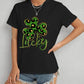 Lucky Clover Round Neck Short Sleeve T-Shirt