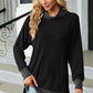 Slit Mock Neck Long Sleeve T-Shirt