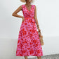 Tied Printed Surplice Tiered Dress